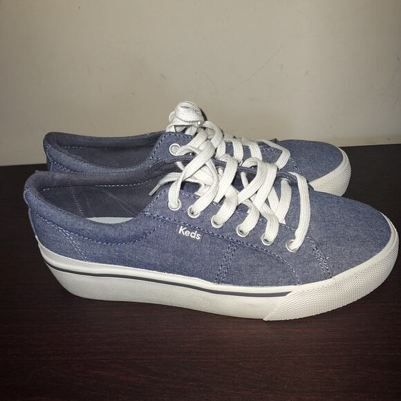 Keds Women's Sneakers 6.5M Platform Lace Up Low Top Jump Kick Duo Chambray Blue - Picture 4 of 15